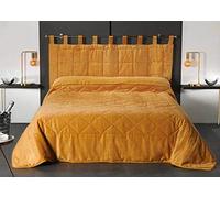 Linder Copriletto Firenze Effetto Velour Colore Giallo in 180 x 240 cm