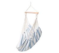 LINDER LEX poltrona sospesa con struttura in legno, ca. 100 x 90 cm, colore: blu/bianco a righe