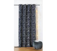 Linder - Tenda in tessuto Upcyclé - Tessuto e tinto in Francia - Stile astrale - Finitura occhielli colore canna di fucile - Colore blu navy e oro - Dimensioni 140 x 260 cm - Collezione Astro