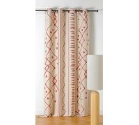 Linder - Tenda tessuta e tinta in Francia - Stile etnico - Finitura occhielli colore canna di fucile - Colore terracotta e cotone naturale - Dimensioni 140 x 260 cm - Collezione Nazca