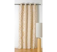 Linder - Tenda tessuta e tinta in Francia - Stile etnico - Finitura occhielli colore canna fucile - Colore giallo e cotone naturale - Dimensioni 140 x 260 cm - 59% poliestere 41% cotone - Collezione