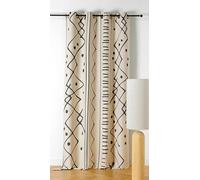 Linder - Tenda tessuta e tinta in Francia - Stile etnico - Finitura occhielli colore canna fucile - Colore nero e cotone naturale - Dimensioni 140 x 260 cm - Collezione Nazca