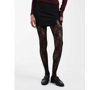 Lindex - Collant da 30 denari in pizzo a fiori neri-Nero XL