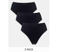 Lindex - Confezione da 3 slip brasiliana a vita alta neri a coste senza cuciture-Nero 34