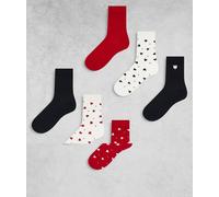 Lindex - Confezione da 7 paia di calzini multicolore a puntini e a cuori 36-38