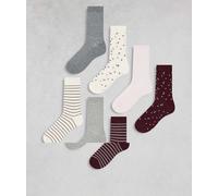 Lindex - Confezione da 7 paia di calzini stampati e a fiori multicolore 39-41