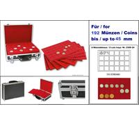 Lindner 2338-120 valigetta monete ALU Nero 8 Tableaux Rosso per 120