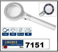 Lindner 7151 Lente D'Ingrandimento ALU 2,5 Volte + 4/8 LED Attivabili Lente 55mm