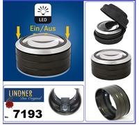 LINDNER 7193 Lupe LED Rotonda Stand Luce 5x Batteria Etui
