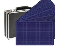 LINDNER Das Original Valigetta di Dimensioni maggiori per Collezione di moente con 8 vassoi Blu Scuro in 5 Diverse Varianti di vassoi, per 355 Monete
