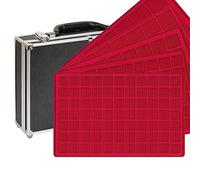Lindner 2338 valigetta monete ALU Nero + 8 Rossi Tableaux Mixed per 355 Monete