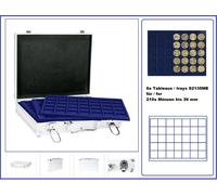 Lindner S2307 S2135ME ALU Valigetta Monete 6 Tableaux Blu Per 210 Monete