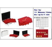 Lindner S2340-120 valigetta monete ALU 5 Tableaux 2329-24 Rosso 39mm per 120
