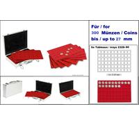 Lindner S2340-300 valigetta monete ALU 5 Tableaux 2329-60 Rosso 27mm per 300