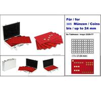 Lindner S2340-300 valigetta monete ALU 5 Tableaux 2329-60 Rosso 27mm per 300