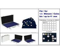 Lindner S2340M-120 valigetta monete ALU 5 Tableaux 2329-24 Blu 45mm per 120