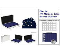 LINDNER S2340M-175 Valigetta Portamonete in Alluminio con 5 Tableaux, Blu, 39 mm