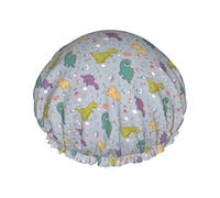 Lindo dinosaurio de dibujos animados erizo impermeable sombrero de baño para cabello corto y largo forrado y gorros de ducha reutilizables elásticos de gran tamaño para el salón de spa en casa