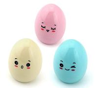 Lindo, temperamatite chiuso a forma di uovo, plastica riutilizzabile, rosa, 3 colori, 3 pezzi