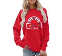 LindoMaker Felpa da donna per insegnante di prima elementare a maniche lunghe camicetta casual taglie grandi vestibilità regolare comoda pullover top stampa grafica alla moda abbigliamento sportivo