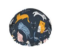 Lindos gatitos en diferentes estilos Lindos corazones de koala Gorros de ducha Capa Gorro de ducha grande para mujeres Gorros de ducha reutilizables para cabello largo y grueso Gorros de baño impermea