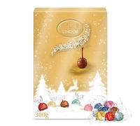 Lindt - Calendario dell'Avvento LINDOR - Assortimento di cioccolatini al latte, neri, bianchi, latte-nocciola, noce di cocco e fragola - cuore fondente - ideale per Natale, 300 g