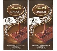 Lindt LINDOR Tavoletta di Cioccolato Extra Fondente 60% con Ripieno, formato 100g (Confezione da 2)