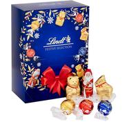 Lindt Momenti Natalizi, Scatola Regalo Natale, Cioccolatini per Natale, Praline Lindor Latte, Bianco, Fondente 45% e corpi cavi di cioccolato al latte, formato scorta 693g.