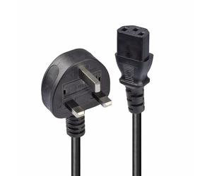 LINDY 1m UK Mains 3 Pin Plug to IEC C13 Power Cable/Kettle Lead