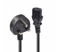 LINDY 2m Mains Power Cable UK 3 Pin Plug to IEC C13 Lead - Black