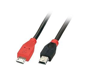 Lindy 31718 Cavo USB Micro-B a Mini-B OTG, 1 m, Nero
