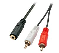 Lindy 35677 cavo audio 0,25 m 2 x RCA 3.5mm Nero, Rosso, Bianco (35677) NEW