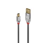 LINDY 36633 USB 2.0 Type A to Mini-B Cable, Cromo Line - Grey, 3m 3m Cromo Line