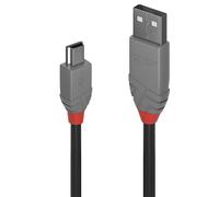Lindy 36721 cavo USB USB 2.0 0,5 m USB A Mini-USB B Nero, Grigio (Lindy 36721 0.5m USB-A [M] 2.0 To USB Mini-B [M] 2.0 Anthra L NEW