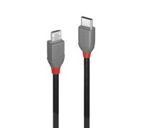 LINDY 36892 USB 2.0 Type C to Micro-B Cable, Anthra Line - Black, 2m