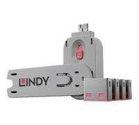 LINDY 40450 Blocco porta USB USB-Lock + Key Kit da 4 Rosa Lucchetto a chiave in