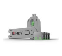 Lindy 40451 Bloccaporte + chiave USB tipo A Verde Acrilonitrile butadiene
