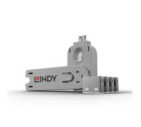 Lindy 40454 clip sicura Bloccaporte + chiave USB tipo A Bianco Acrilonitrile butadiene stirene [ABS] 5 pz (Lindy USB Port Block