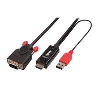 Lindy 41455 cavo e adattatore video 1 m HDMI + USB VGA (D-Sub) Nero