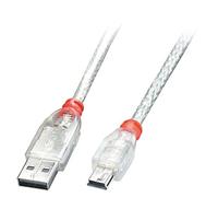 Lindy Cavo USB 2.0 41784 da connettore A a Mini-B 3 m Trasparente