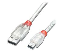 LINDY 41785 5 m Type A to Mini-B USB 2.0 Cable - Transparent