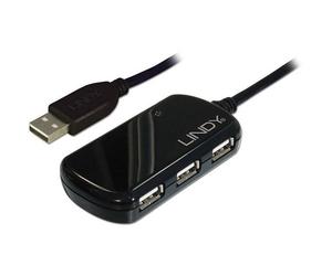 LINDY 42781 Hub USB 4 Porte USB-A USB 2.0 480 MBit/s Con ripetitore incorporat