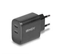 Lindy Caricabatterie per dispositivi mobili 73438 - 65W GaN 2x USB-C Nero Ricarica rapida Interno