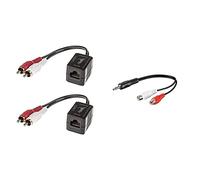 Lindy 70460 Extender Audio Stereo Cat.5/6 2X Rca, 100M & Goobay 50600 Adattatore Cavo Audio da 3.5mm, Connettore a Presa RCA Stereo, Nero, 0.2m Lunghezza del Cavo