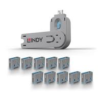 Lindy Blocco porta USB tipo A - Confezione da 10 blocchi + chiave, blu