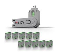 Lindy Blocco porta USB tipo A - Confezione da 10 blocchi + chiave, verde