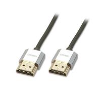 Lindy - Cavo HDMI 2.0 CROMO Slim 0.5 Metri, Cavetto High Speed 4k 60Hz 18G 3D 10