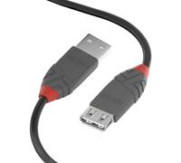Lindy - Cavo Prolunga USB 2.0 Anthra Line 2 Metri, Connettore USB Tipo A Maschio a Femmina, velocità di Trasferimento Dati Speed Fino a 480Mbps per Tastiera, Stampante, Fotocamera, Hard Disk