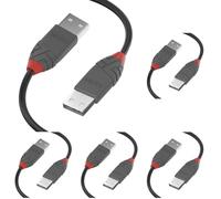 Lindy - Cavo USB 2.0 Tipo A a USB Tipo A, Cavetto USB Anthra Line 0.2 Metri, Tipo Maschio A/A, Velocità di Trasferimento Dati Speed Fino a 480Mbps per Tastiera, Stampante, Fotocamera, Hard Disk