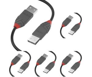 Lindy - Cavo USB 2.0 Tipo A a USB Tipo A, Cavetto USB Anthra Line 0.2 Metri, Tipo Maschio A/A, Velocità di Trasferimento Dati Speed Fino a 480Mbps per Tastiera, Stampante, Fotocamera, Hard Disk